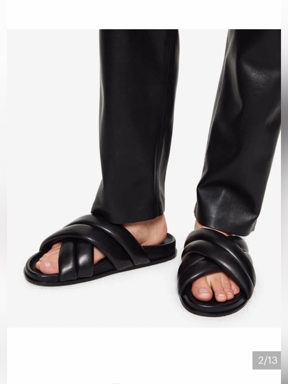 Black Crisscross Padded Annie Bing Slide Sandals